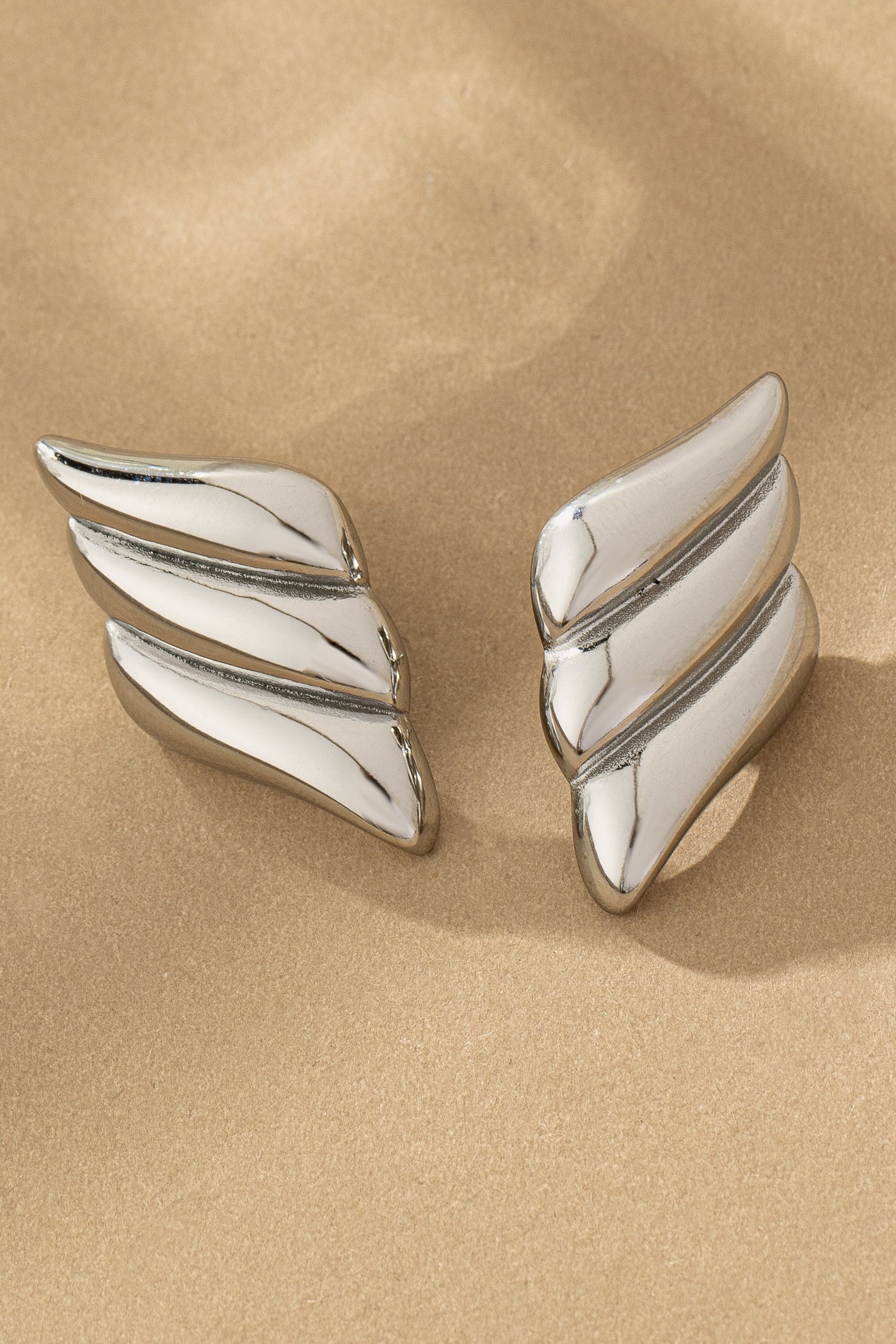 NON TARNISH STAINLESS WING STUD EARRINGS