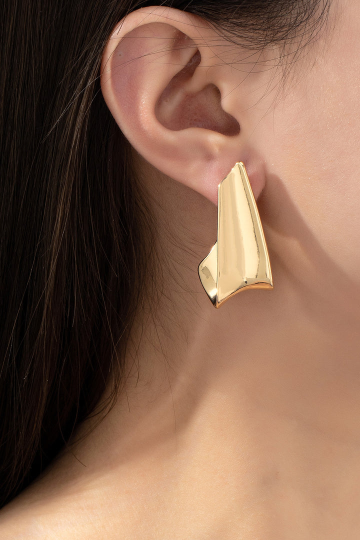 MODERNISTIC CURVED HOOP DROP EARRINGS