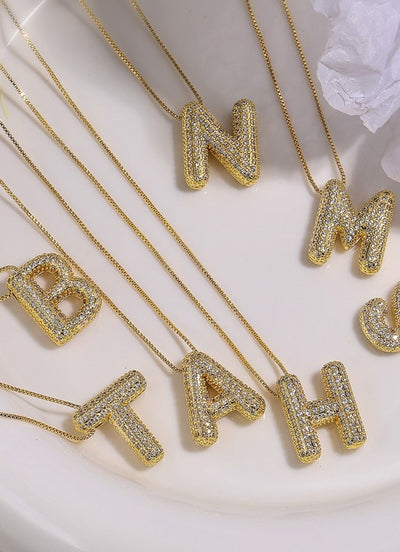 INITIAL BUBBLE LETTER NECKLACE