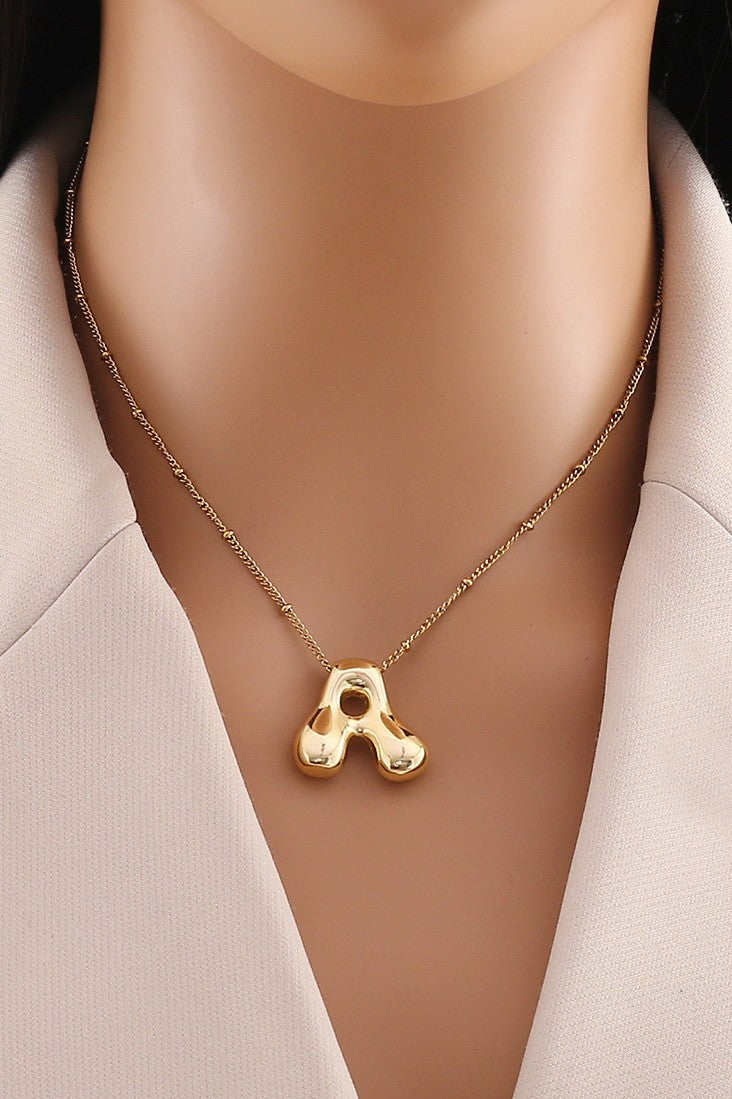 Bubble Balloon Letter Gold Initial Monogram Necklace