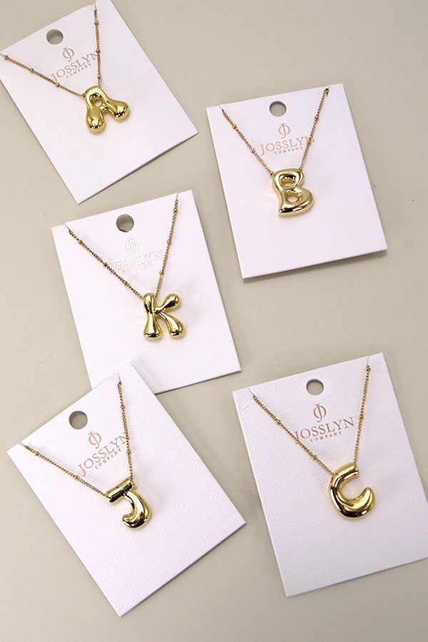 Bubble Balloon Letter Gold Initial Monogram Necklace