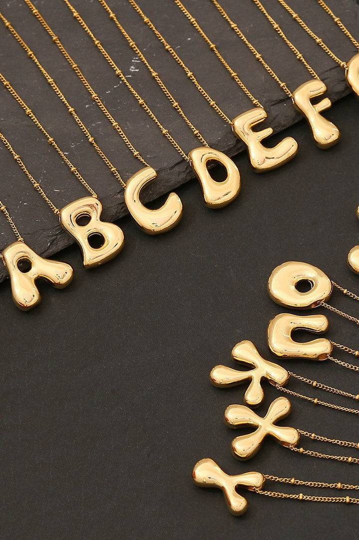 Bubble Balloon Letter Gold Initial Monogram Necklace