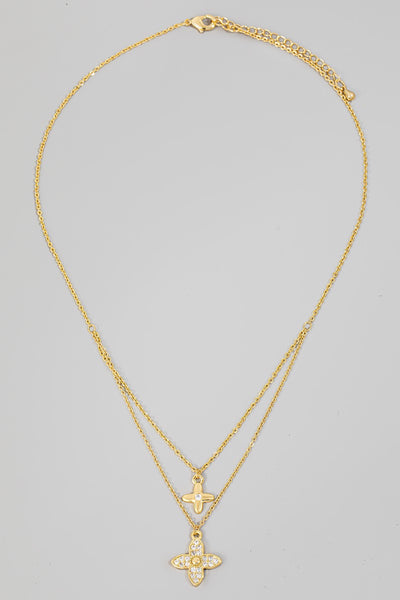 DOUBLE CLOVER CZ NECKLACE