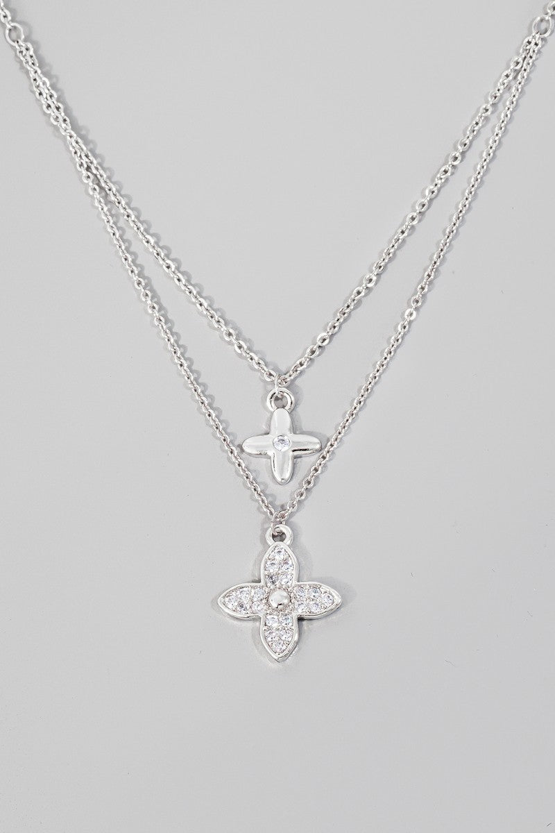 DOUBLE CLOVER CZ NECKLACE