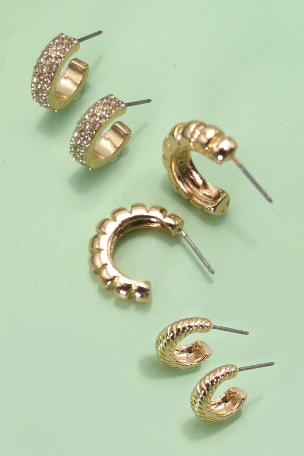 TRIO RHINESTONE EARRING SET