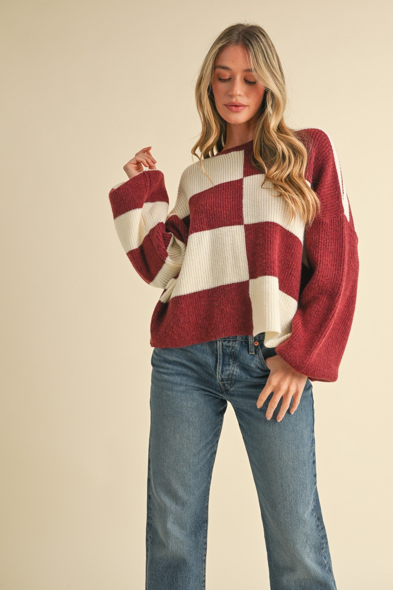 BRANDY CHECKERED SWEATER