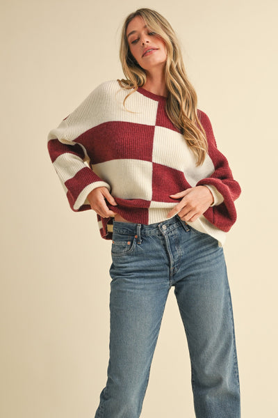 BRANDY CHECKERED SWEATER