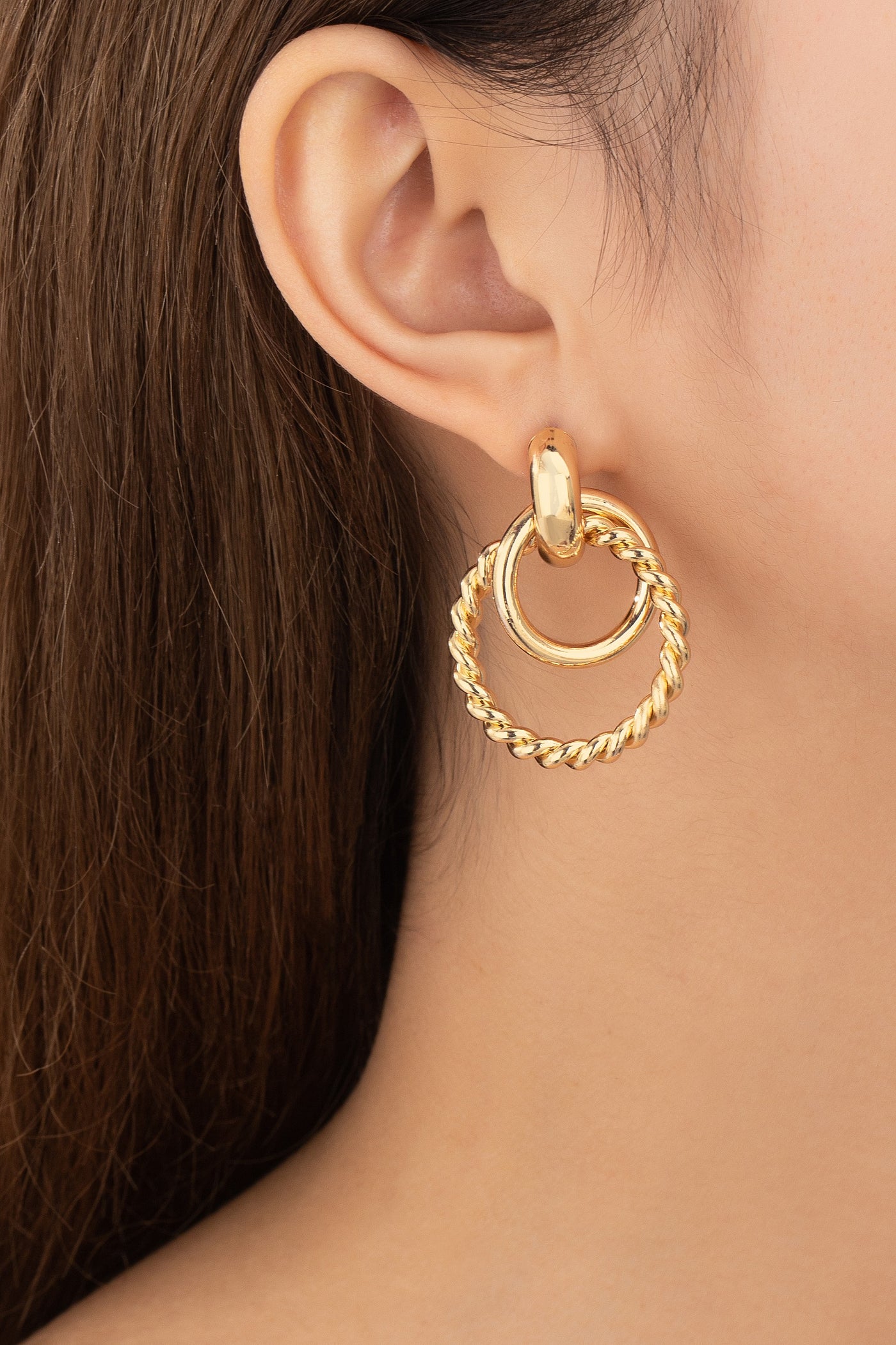 TWISTED INTERWINED HOOP DROP EARRINGS