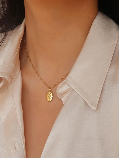 CHRISHELL ROSE COIN NECKLACE