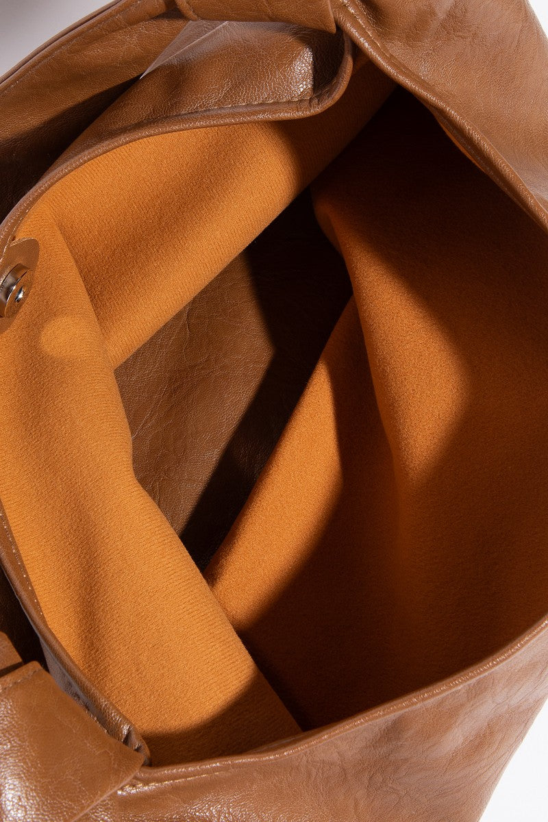 WEATHERED FAUX LEATHER TOTE