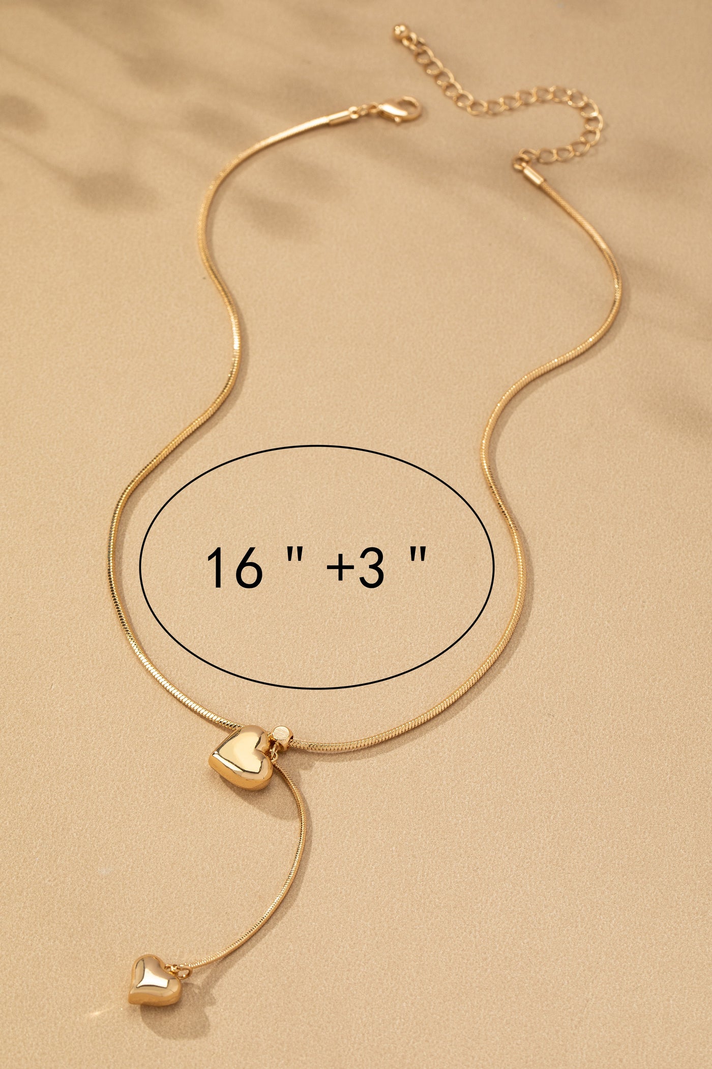 PUFFY HEART CHAIN DROP NECKLACE