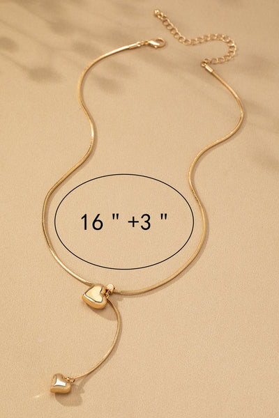PUFFY HEART CHAIN DROP NECKLACE