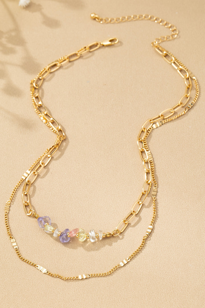2 ROW MIXED CHAIN WITH STONES