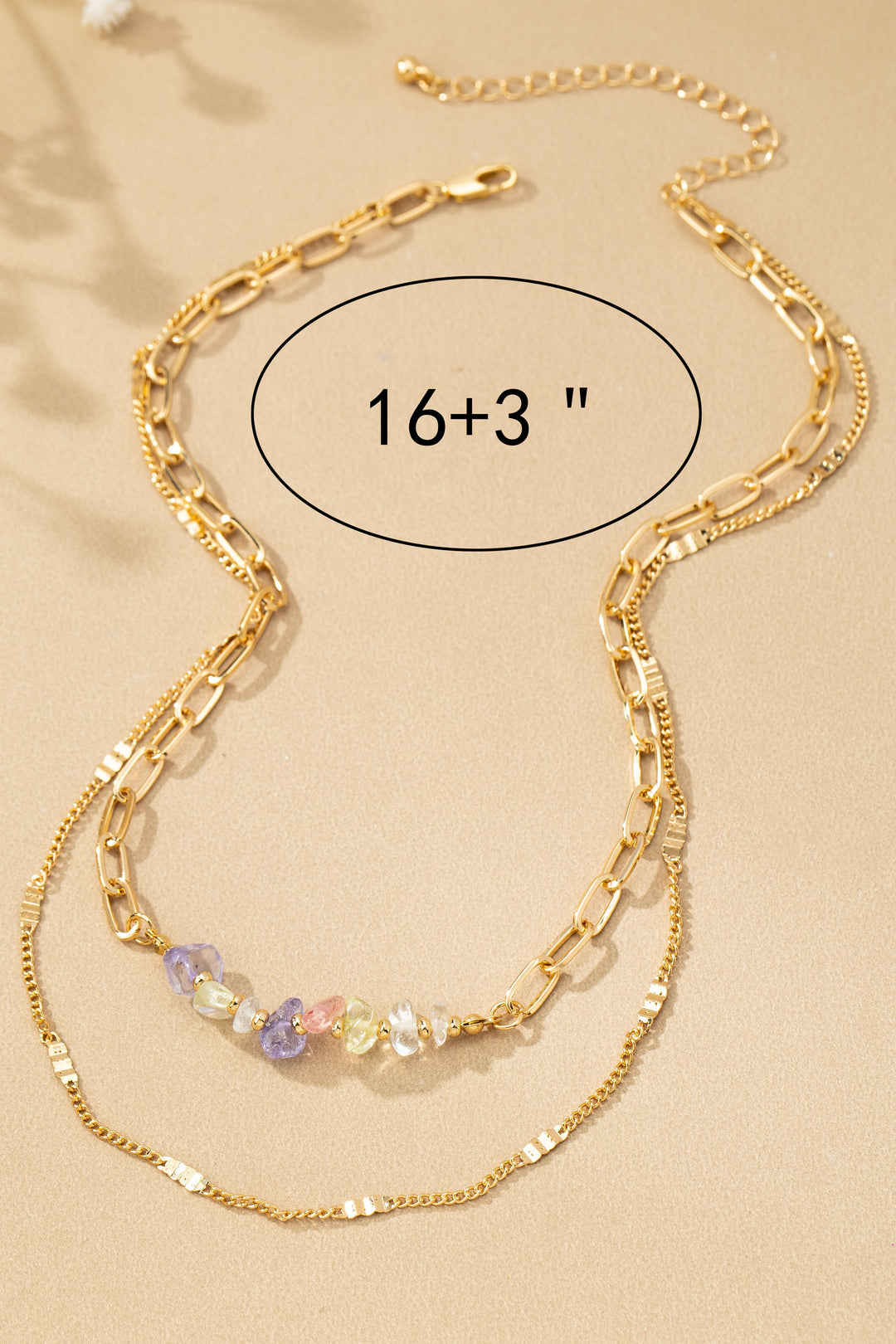 2 ROW MIXED CHAIN WITH STONES