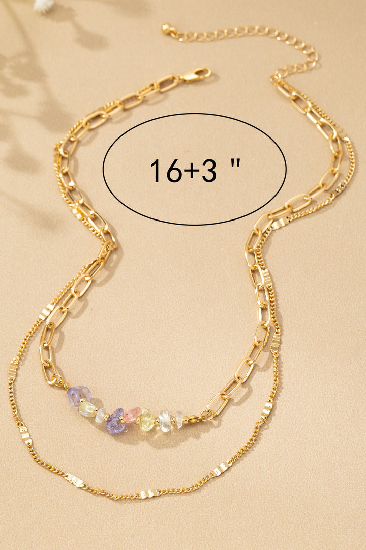 2 ROW MIXED CHAIN WITH STONES