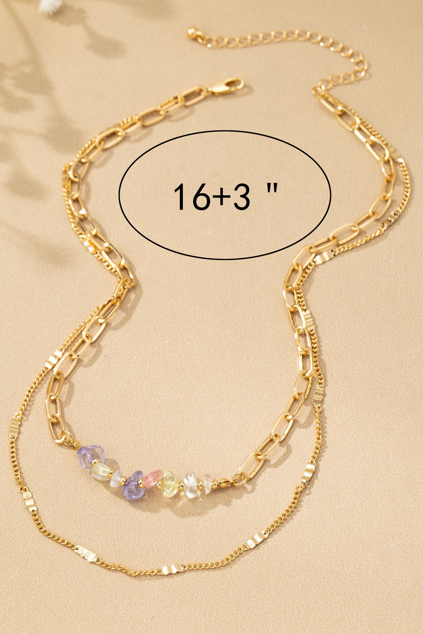2 ROW MIXED CHAIN WITH STONES
