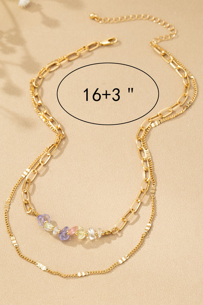 2 ROW MIXED CHAIN WITH STONES