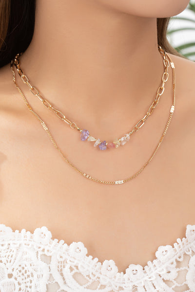 2 ROW MIXED CHAIN WITH STONES
