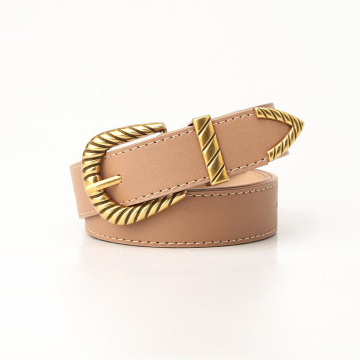 Western Rope-Twist Carved Buckle Faux Leather Belt