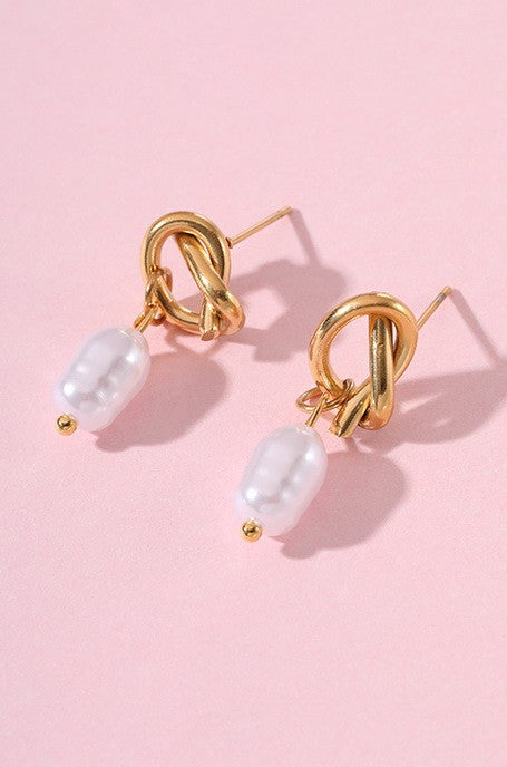 BOW KNOTPEARL DROP EARRINGS
