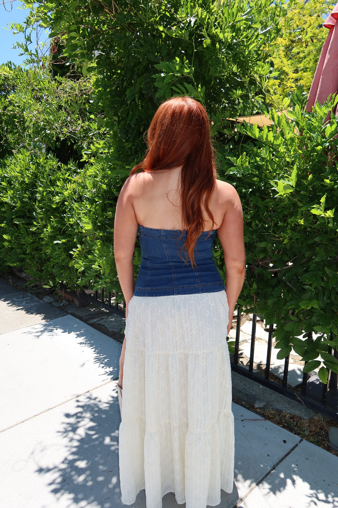 Dani Denim Strapless Corset Top