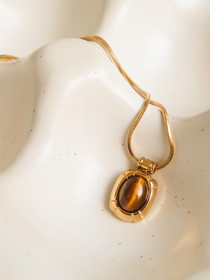 18k Non-Tarnish Natural Stone Necklace