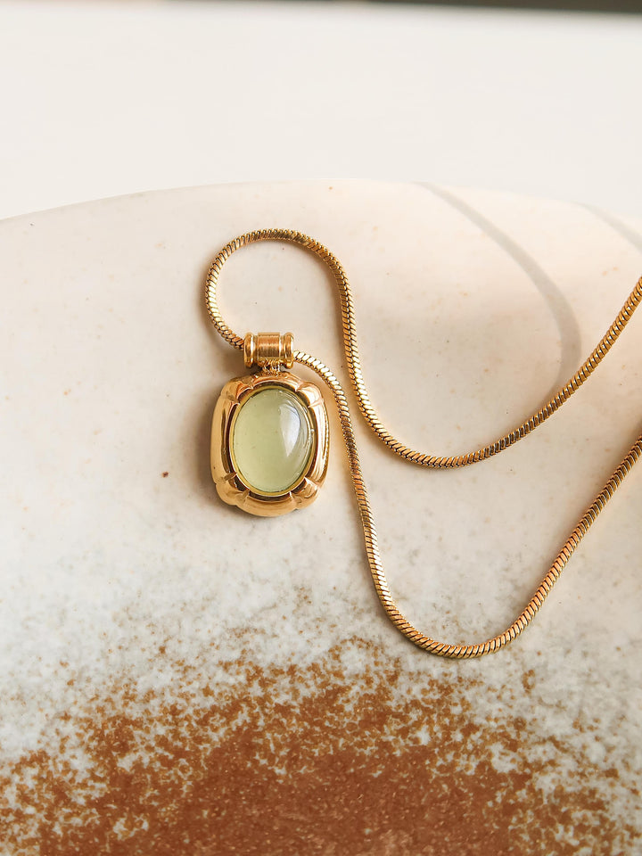 18k Non-Tarnish Natural Stone Necklace