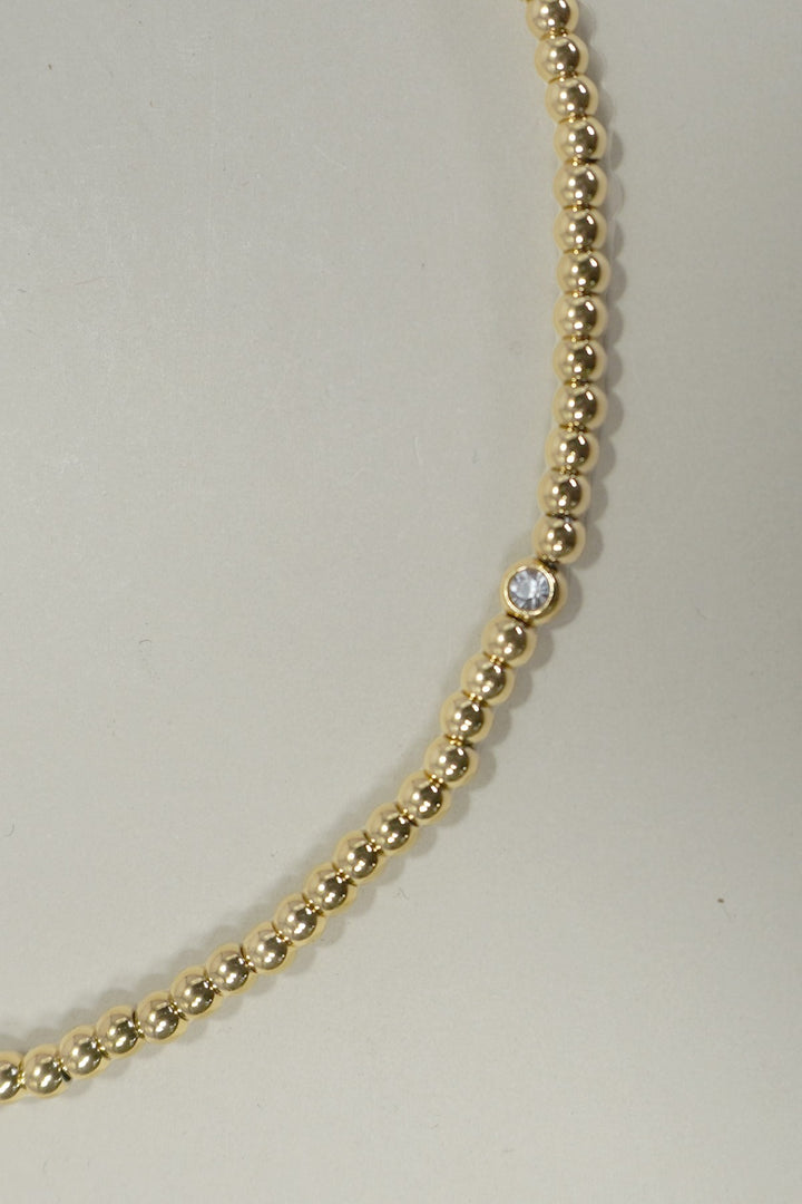 18K BUBBLE BEADED RHINESTONE NECKLACE