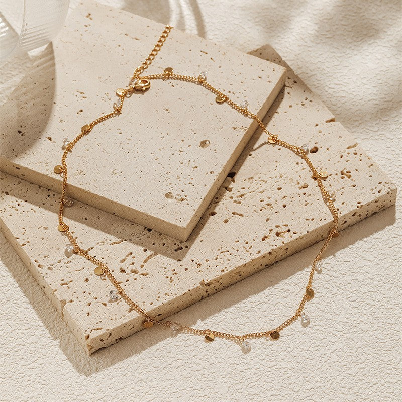 18K BEADED DISC STATION NECKLACE