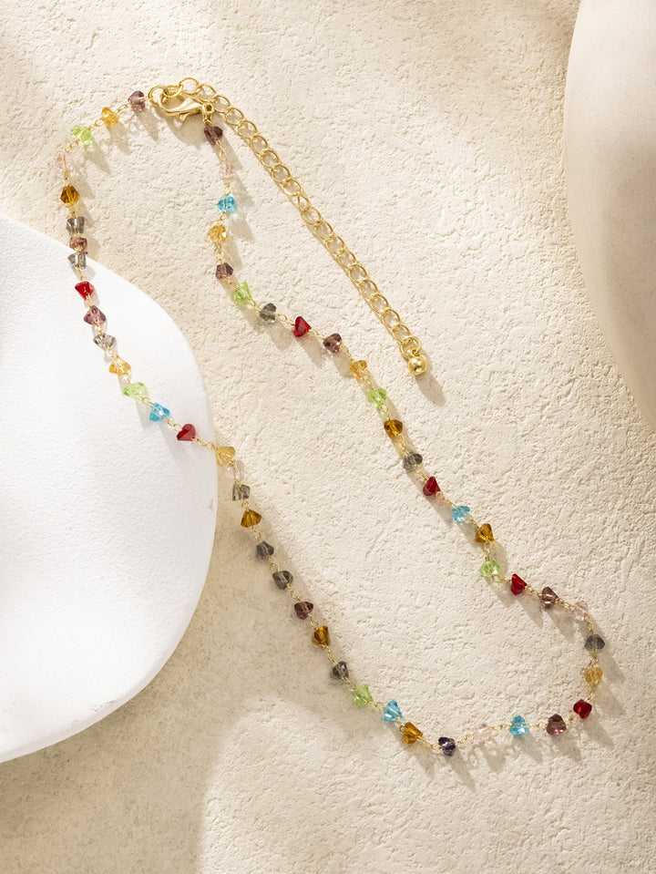 COLORFUL GLASS BEAD CHAIN NECKLACE