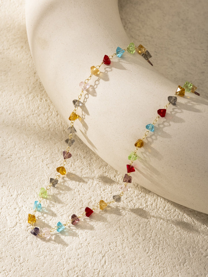COLORFUL GLASS BEAD CHAIN NECKLACE