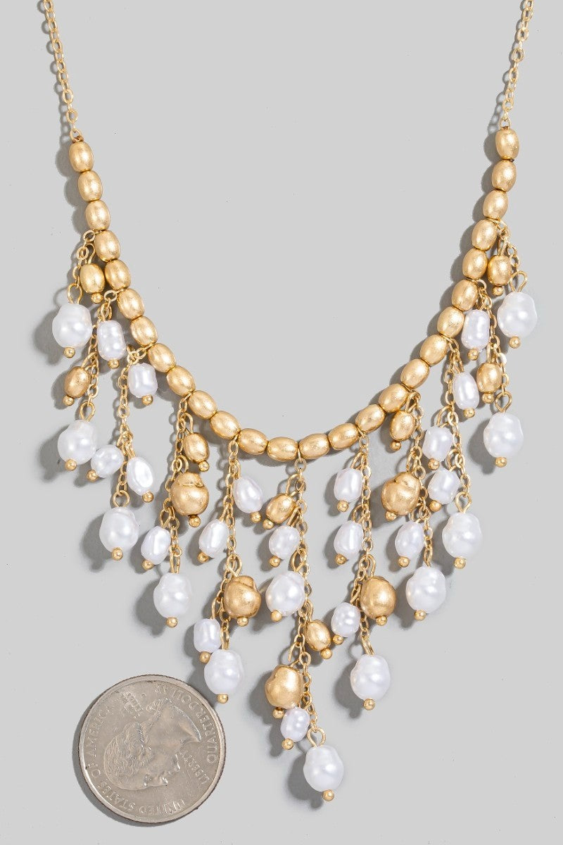 CLUSTER PEARL AND BEAD NECKLACE