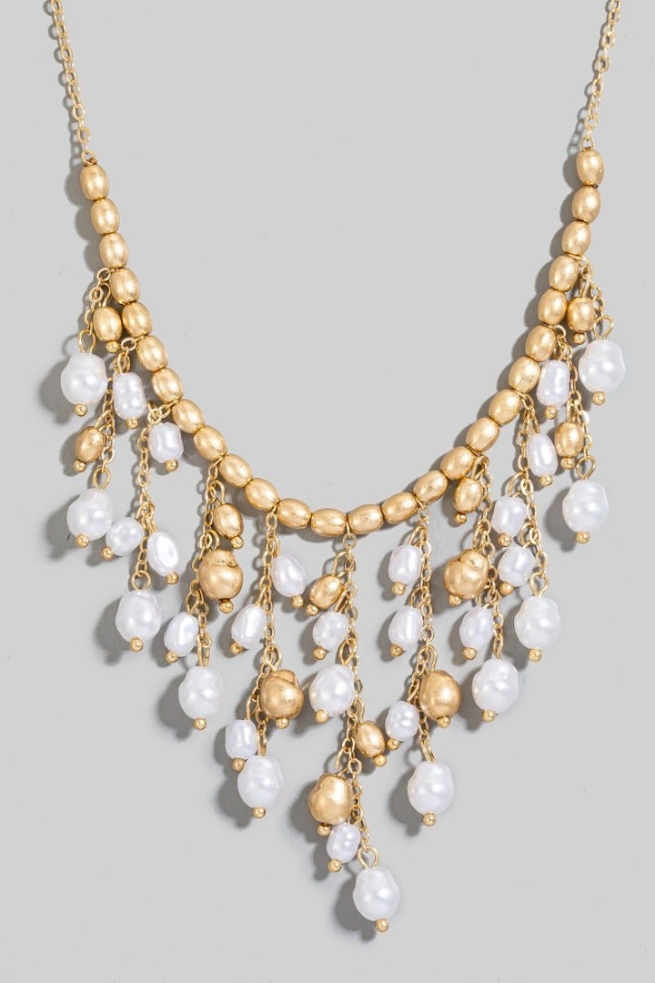 CLUSTER PEARL AND BEAD NECKLACE