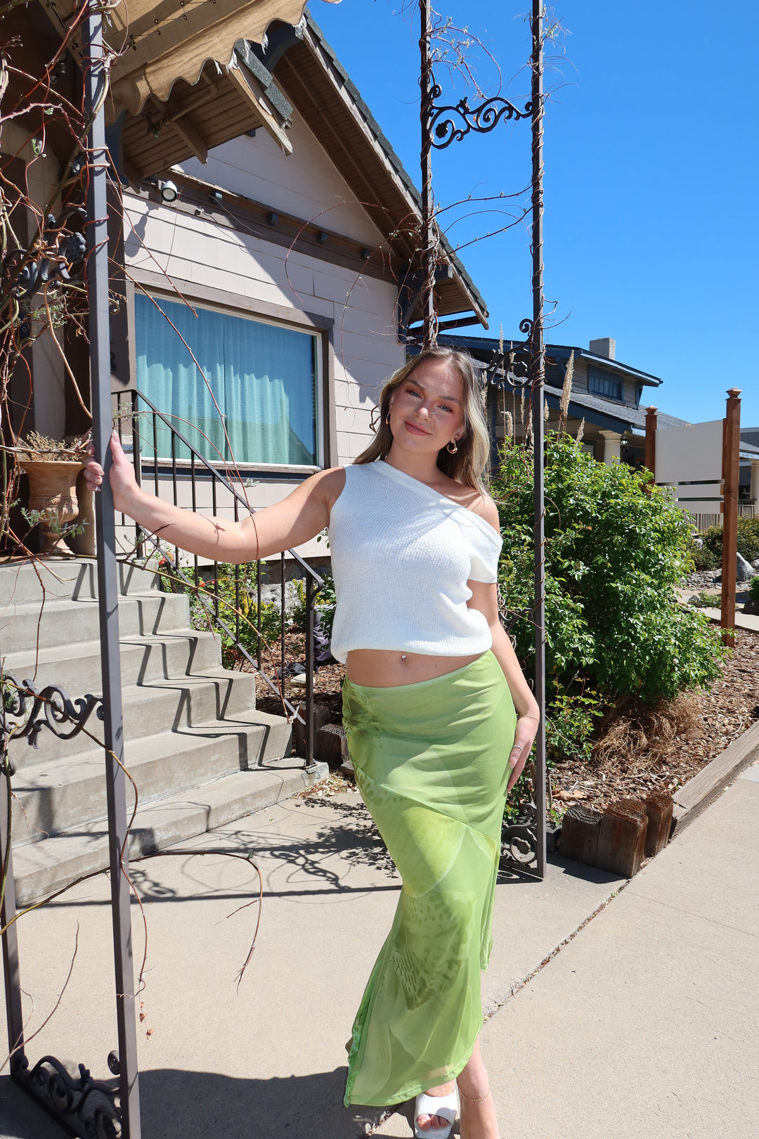 Botanical Orchid Mesh Maxi Skirt
