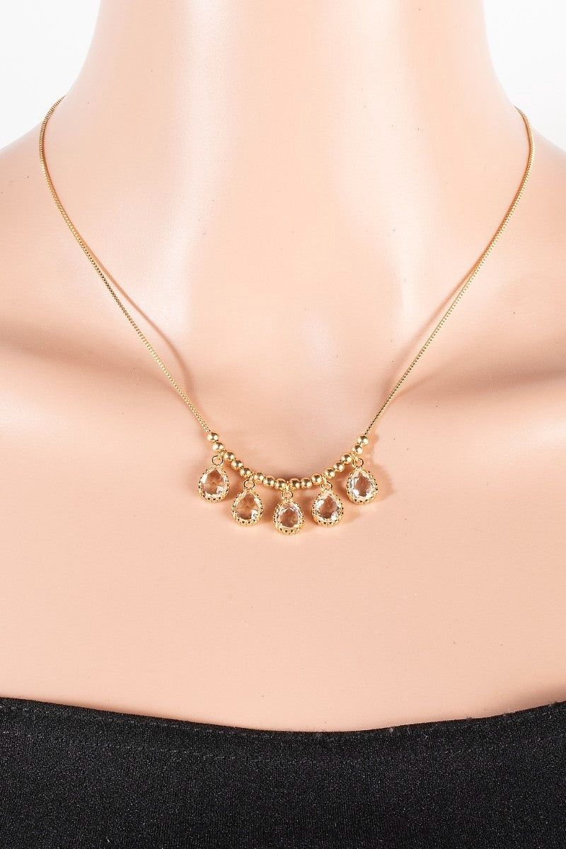 GLASS TEAR CHARMS NECKLACE