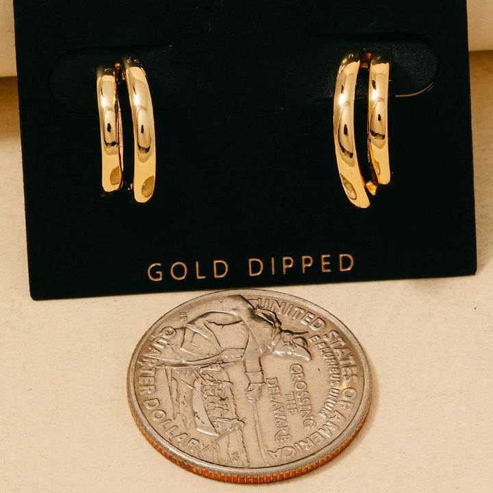 GOLD DIPPED DOUBLE LAYERED HOOP EARRINGS