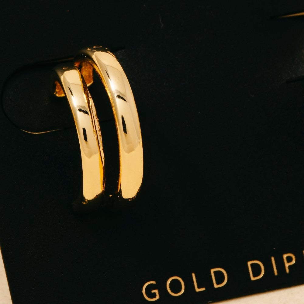 GOLD DIPPED DOUBLE LAYERED HOOP EARRINGS