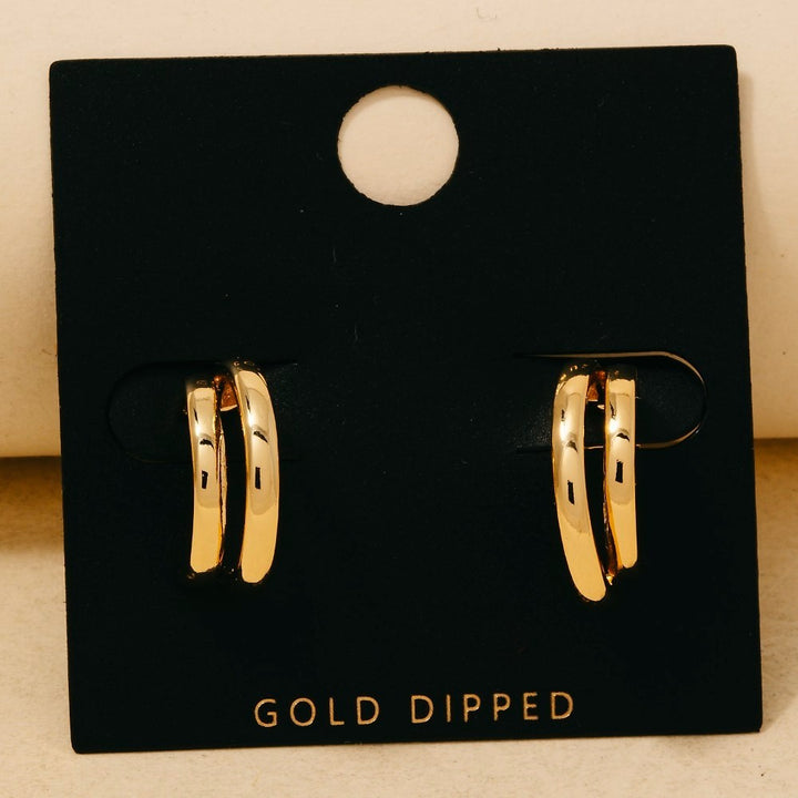 GOLD DIPPED DOUBLE LAYERED HOOP EARRINGS