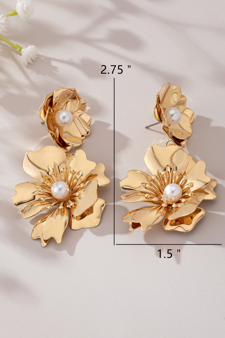 GOLD FLORAL DROP EARRINGS
