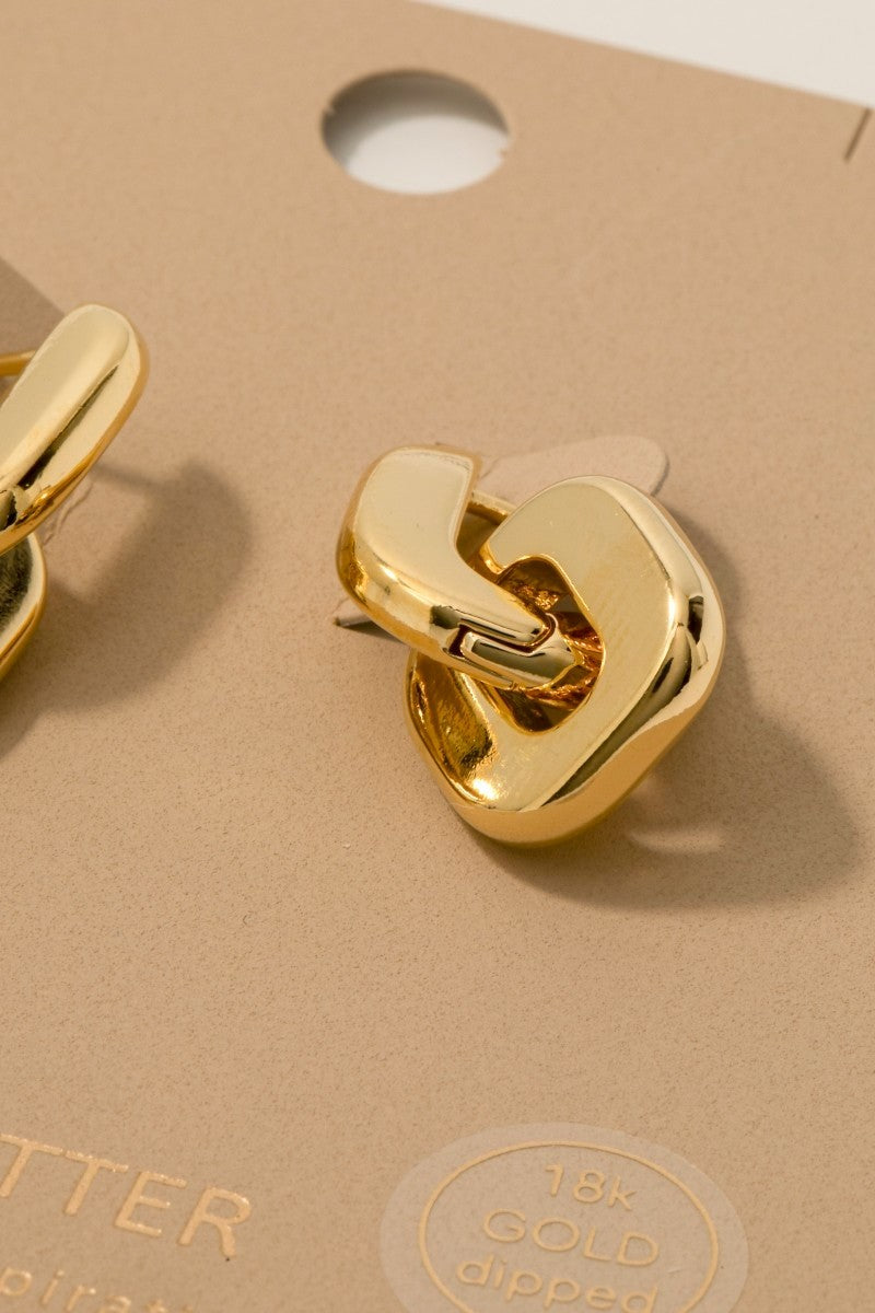 18K SQUARE LINK EARRINGS