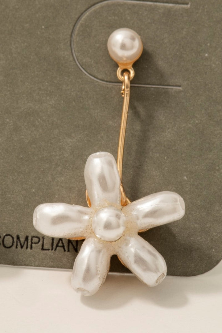 PEARL BEAD FLOWER EARRINGS
