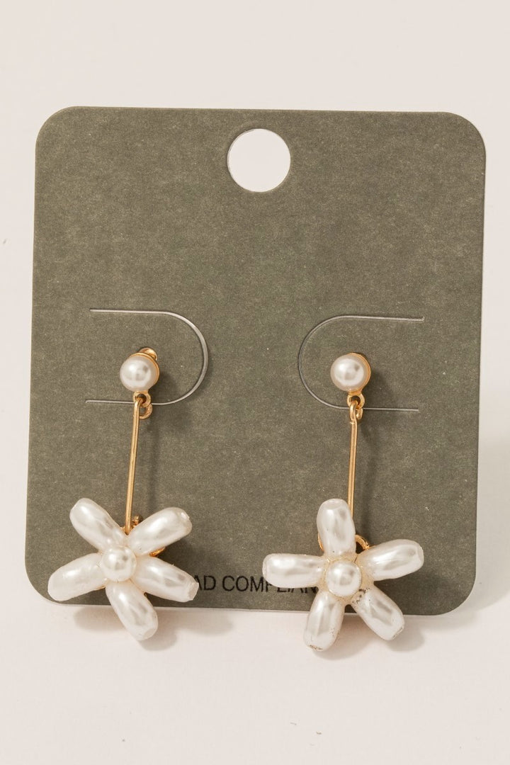 PEARL BEAD FLOWER EARRINGS
