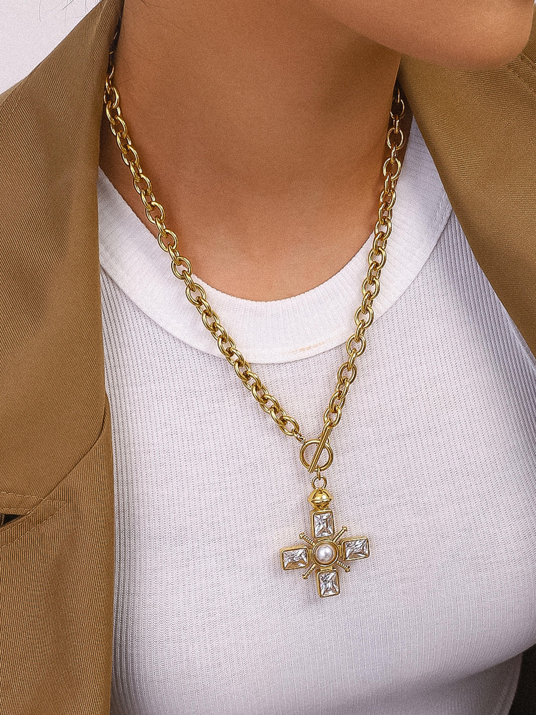 BYZANTINE CROSS PENDANT NECKLACE