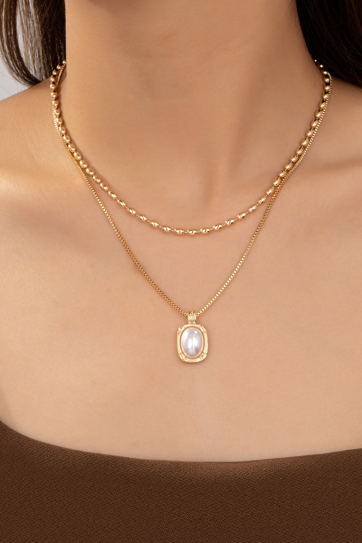BEAD CHAIN AND PEARL NECKLACE SET
