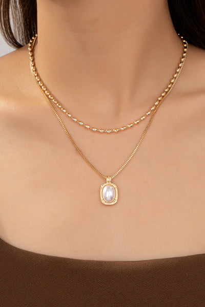 BEAD CHAIN AND PEARL NECKLACE SET