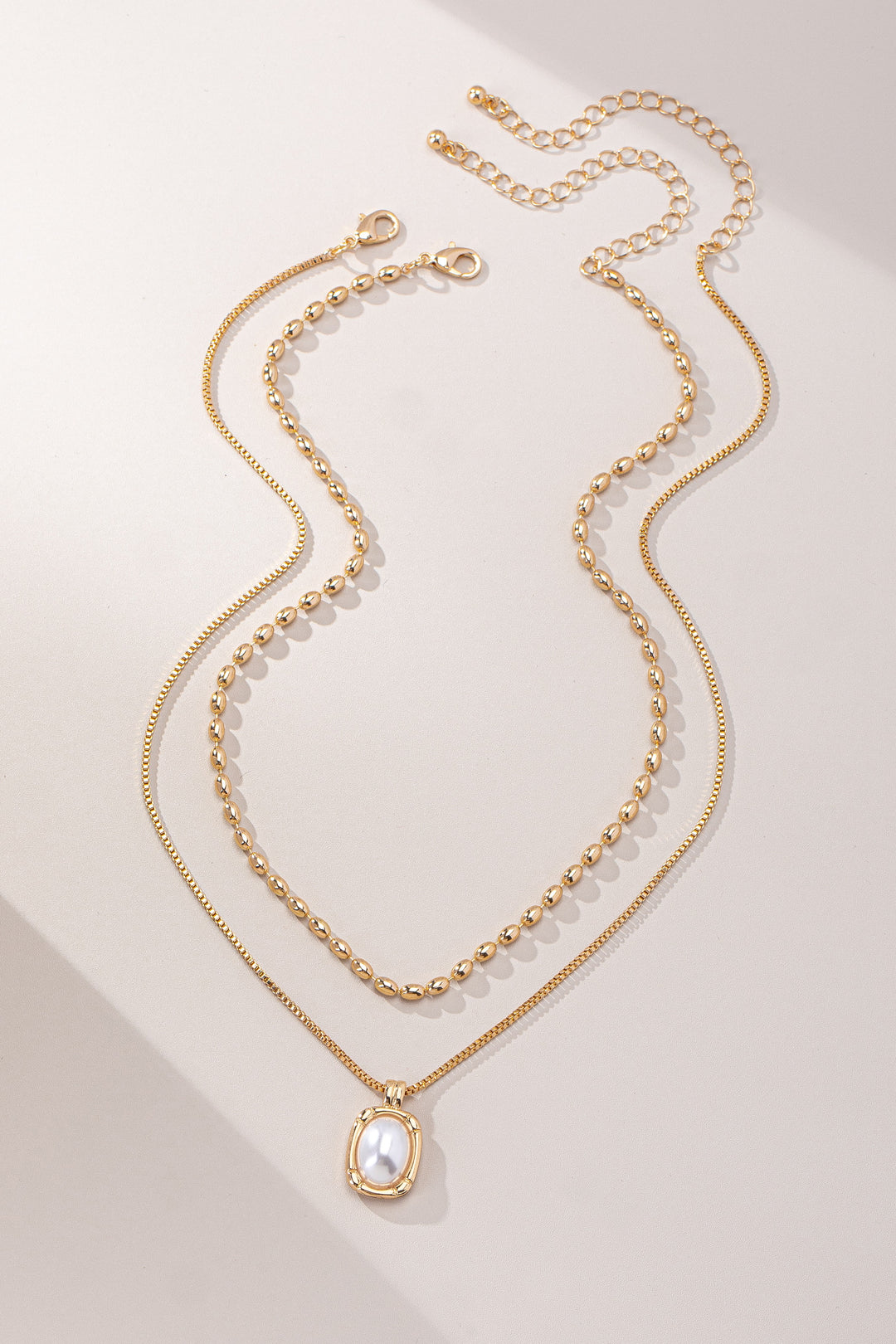 BEAD CHAIN AND PEARL NECKLACE SET