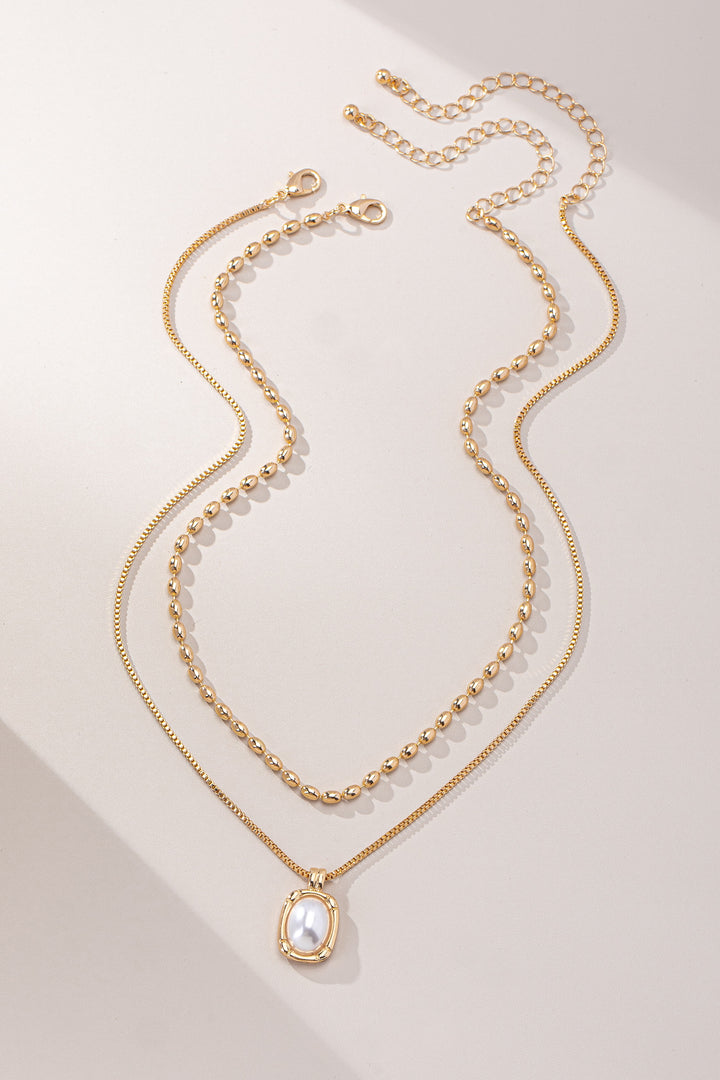 BEAD CHAIN AND PEARL NECKLACE SET