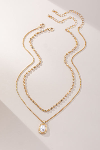 BEAD CHAIN AND PEARL NECKLACE SET