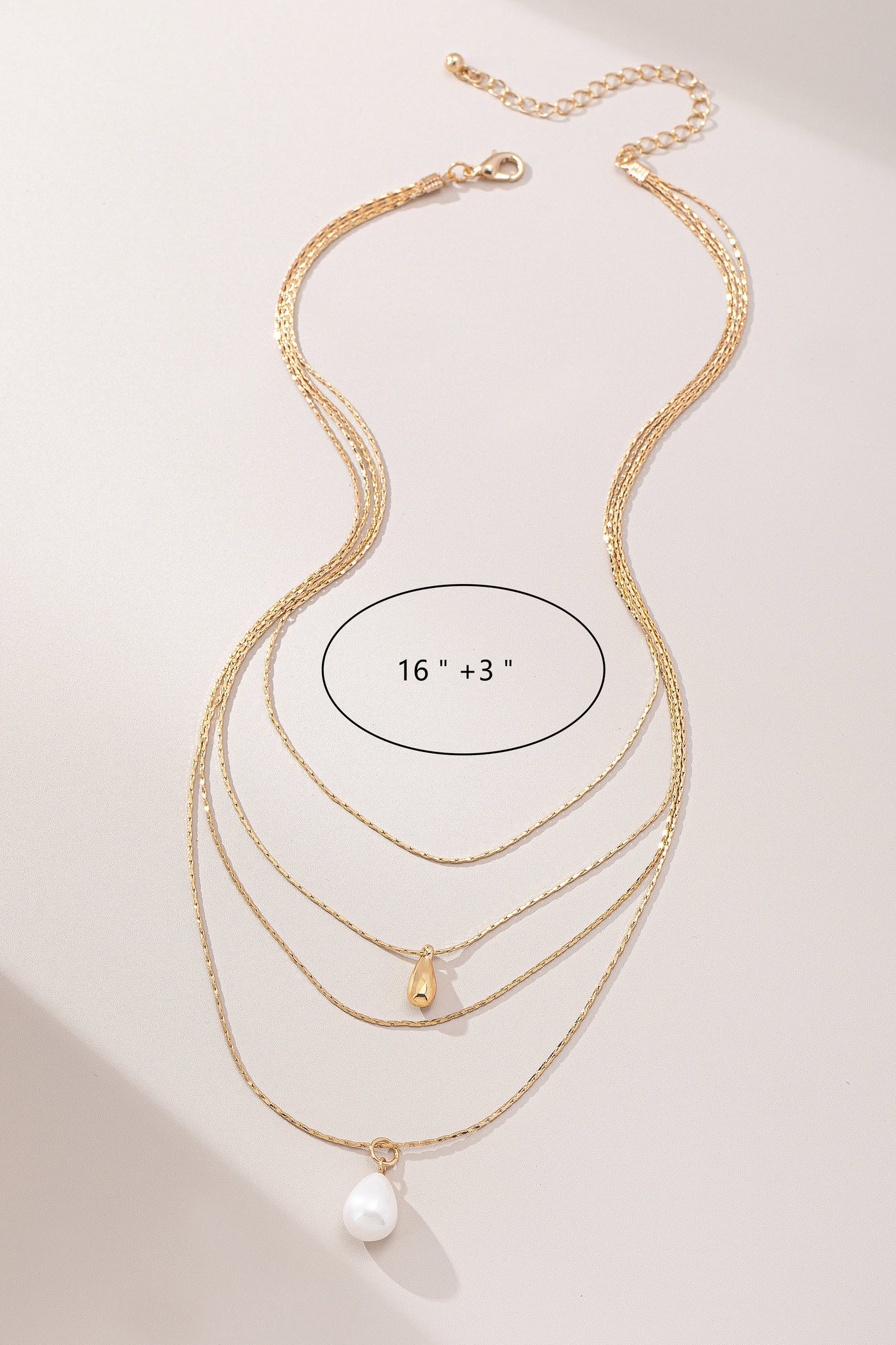 PUFFY TEARDROP AND PEARL NECKLACE SET