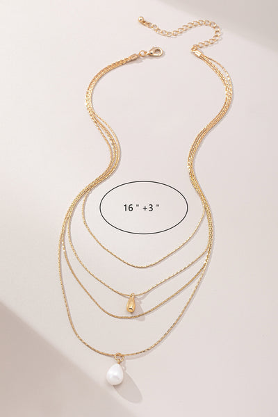 PUFFY TEARDROP AND PEARL NECKLACE SET